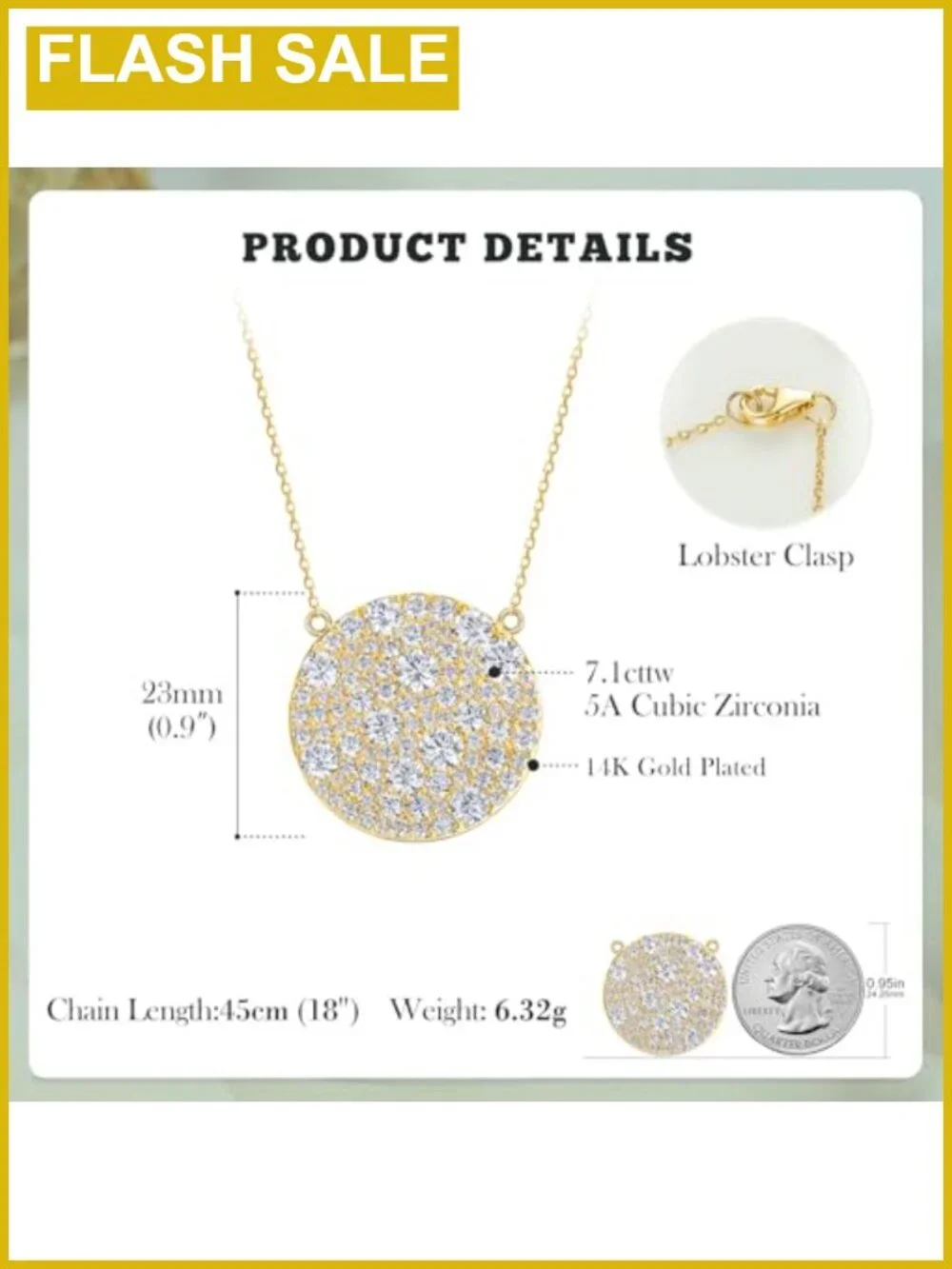 14K Gold Plated Sterling Silver Pave Birthstone Pendant Necklace